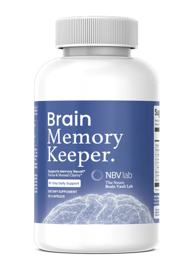 Brain Memory Keeper supplement bottle - 30 capsules, daily memory and focus support